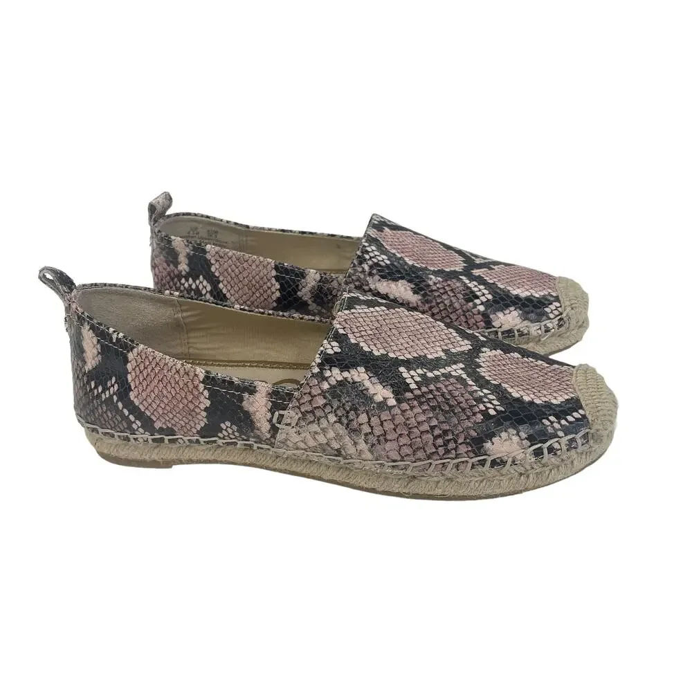 Sam Edelman Khloe Espadrille Pink Black Snakeskin Print Womens 6.5